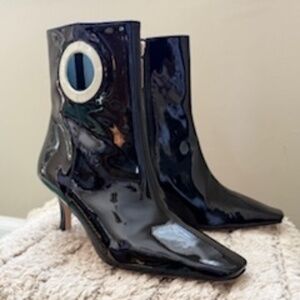 Frances Valentine Zsa Zsa Black Patent Boots *NEW*